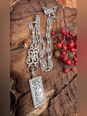 Brighton Amulet Necklace Chain Tree of Life Pendant Crystal Fine Silver .999
